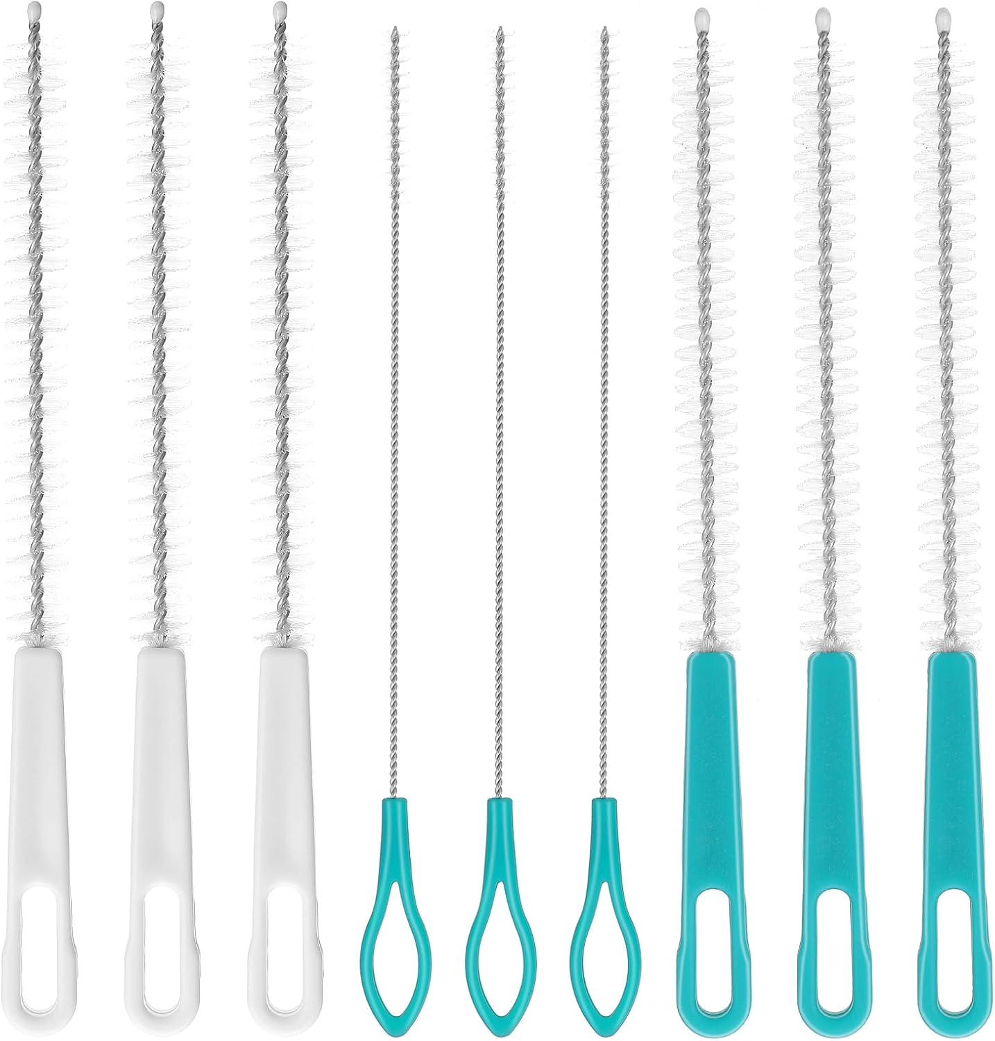 Hecila 9 PCS Straw Cleaner Brush 7.8" to 8.2" Reusable Extra Long Pipe Cleaners Nylon Bristles Cleaning Straw Brush Water Bottle Cleaner Brushes for Sippy Cups Tumbler Pipes Tubes