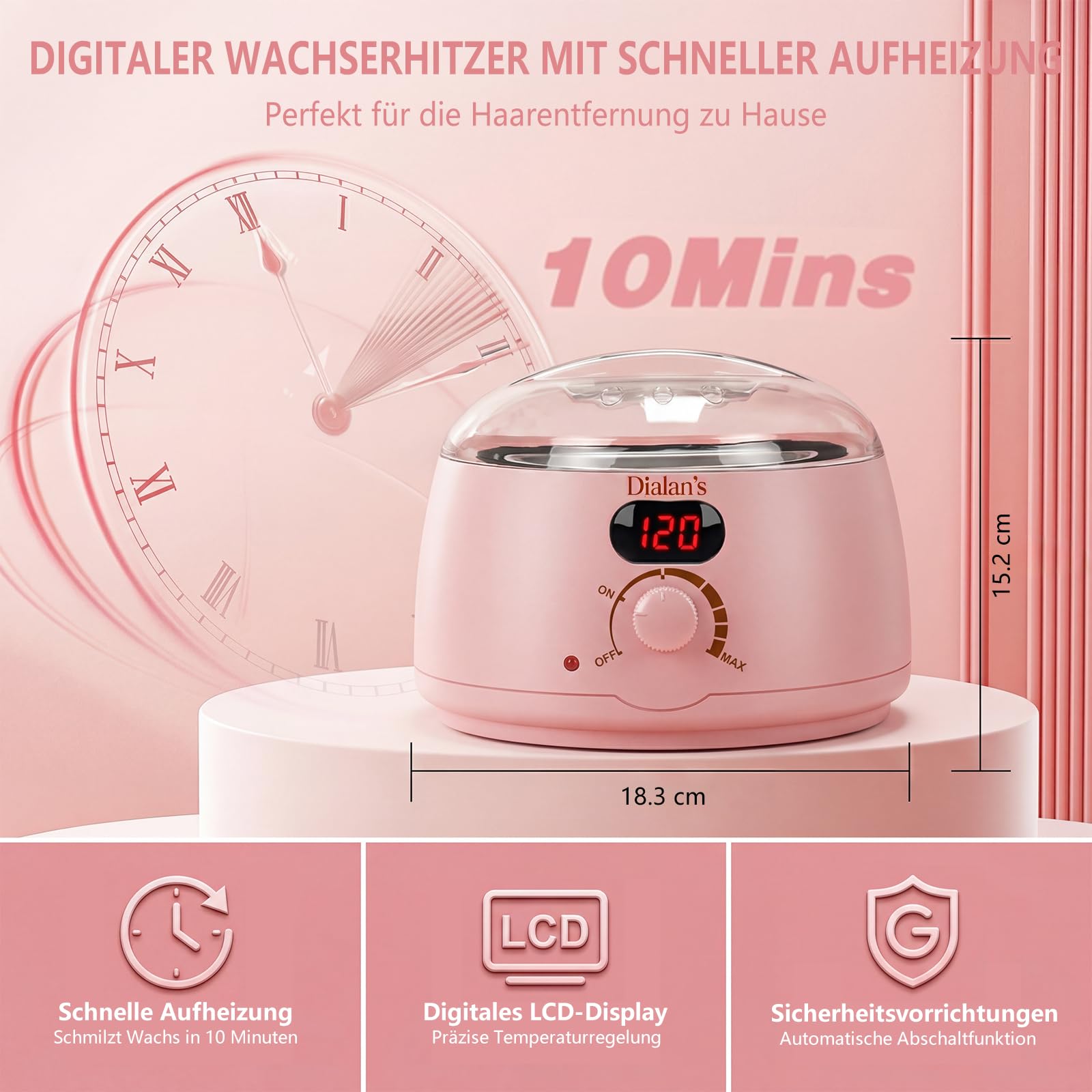 Waxing Set Professionelles Digital Wachswärmer Wax Warmer Maschine, Heißwachsgerät für Gesicht, Intimbereich, Körper, Wachs Haarentfernung, Wachswärmer Set für Zuhause & Heim Salon für Frauen