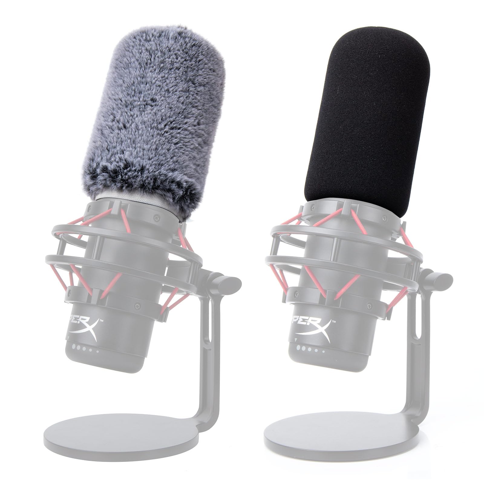 Für Hyperx QuadCast Windschutzscheibe – flauschiger Pop-Filter, kompatibel mit Hyperx QuadCast S-Mikrofon, Mikrofon-Schaumstoffabdeckung reduziert Hintergrundgeräusche (1 x flauschig und 1 x