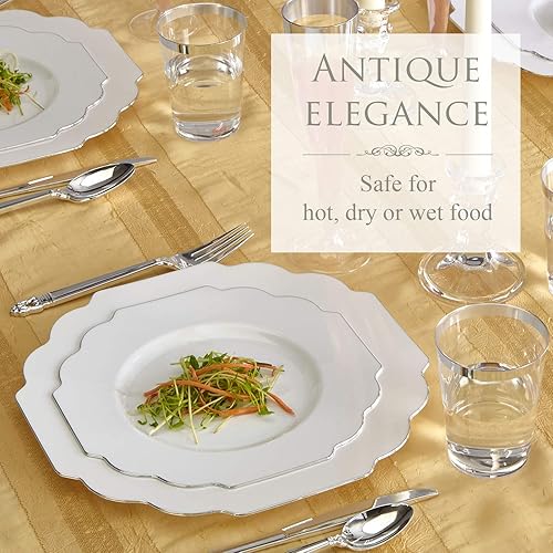 Miniatura 4 de Silver Spoons PLATOS DESECHABLES PARA BODAS, 10 Platos de Plástico, Barroco  Negro, 8.25"