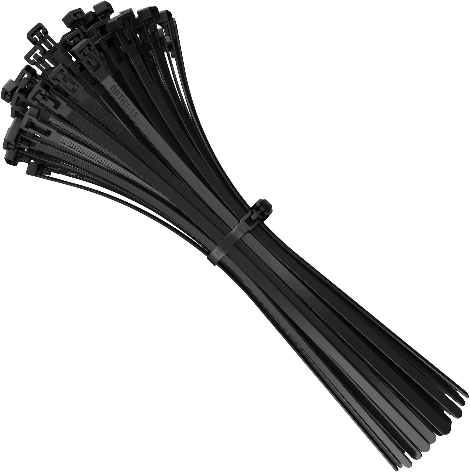 Zip Ties Releasable 350mm x 7.6mm Black, Heavy Duty Reusable Plastic Cable Ties, 350 mm Strong Nylon Tie Wraps, Pack of 100 Pieces by intervisio