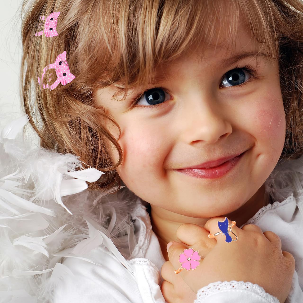 TOYMYTOY Anelli regolabili per bambine | Anelli per gioielli con scatola a forma di cuore, 36 pezzi