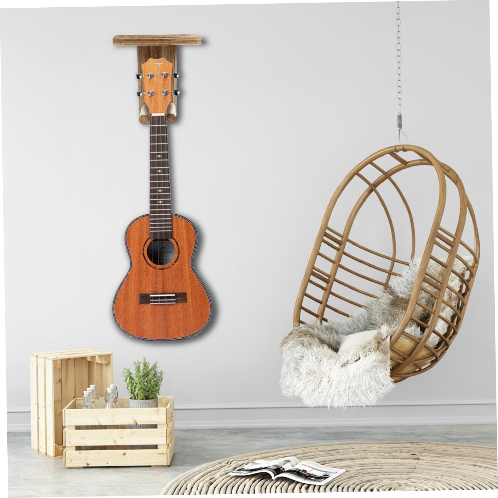 2pezzi Supporto Muro Per Chitarra Legno Naturale Di Ganci Creativi Per Riporre e Esibire Chitarre Elettriche e Acustiche Design Pratico Per Casa e Ufficio