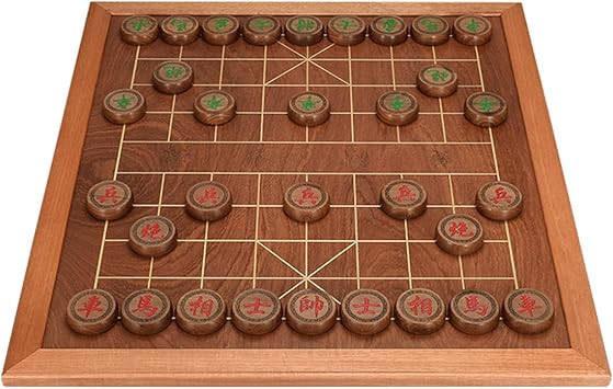 شطرنج صيني Xiangqi مع قطع شطرنج خشبية ولوحة شطرنج ألعاب استراتيجية تعليمية كلاسيكية تقليدية مجموعة لوحة سفر بما في ذلك صندوق تخزين من خشب الثور