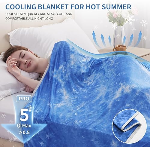Miniatura 2 de Guohaoi Manta refrescante (tamaño Queen de 90 x 90 pulgadas) para personas que duermen con calor y sudores nocturnos, teñido anudado decorativo