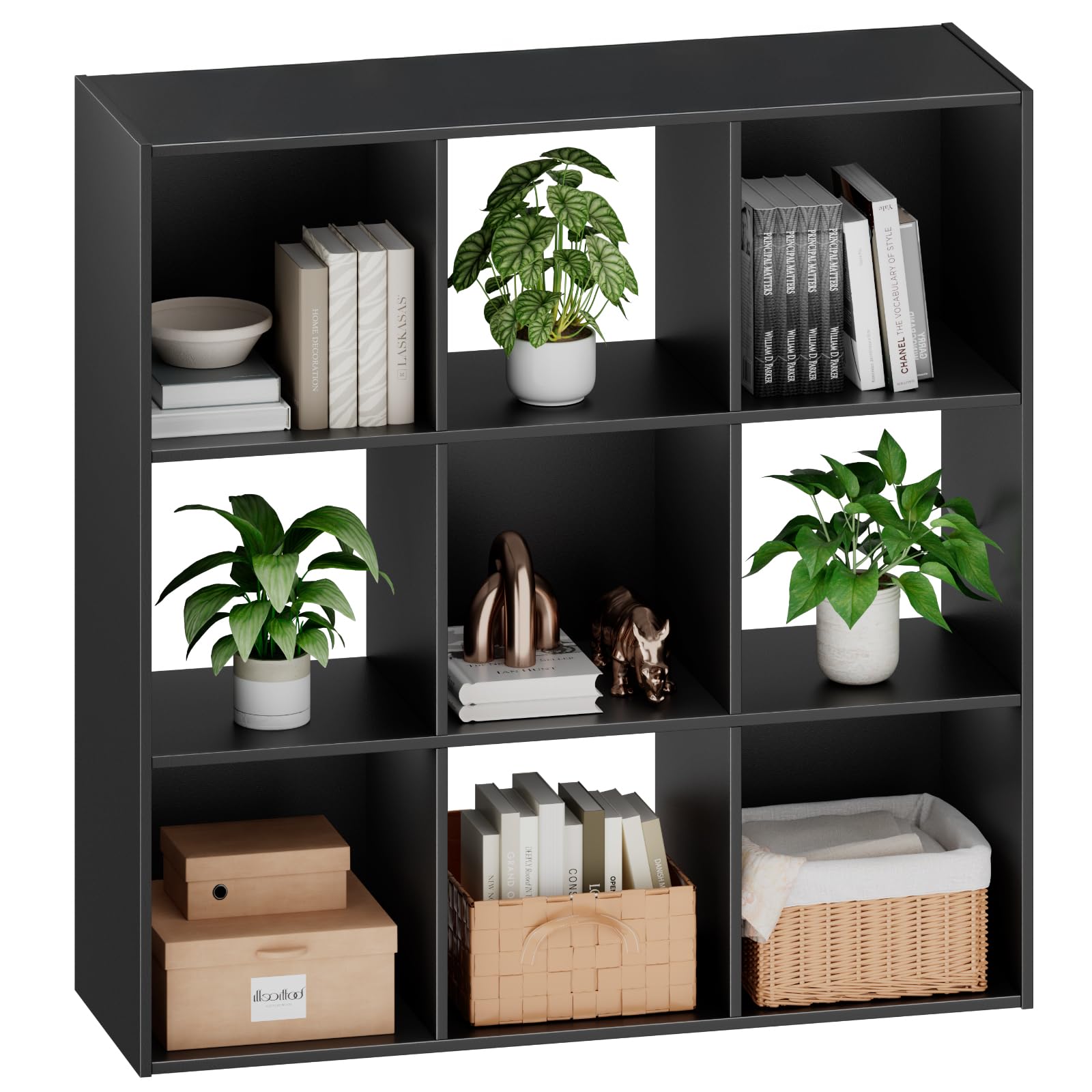 Photo 1 of ***MISSING HARDWARE**** Sweetcrispy 9 Cube Storage Organizer - Open Cube Bookshelf with 5 Removable Back Panels, Display Storage Bookcase for Living Room, Bedroom, Entrance Hall, Home Office?36" L×11.6" W×36" H, Black