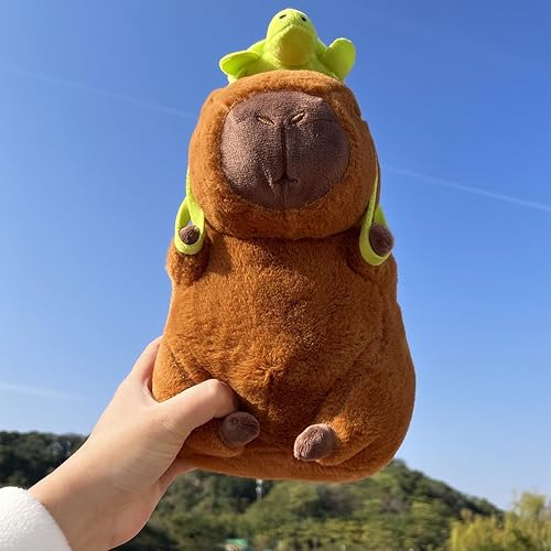 Miniatura 2 de Capybara - Peluche de 9 pulgadas con mochila de tortuga, peluche suave Capybara, almohada de peluche para niños y niñas