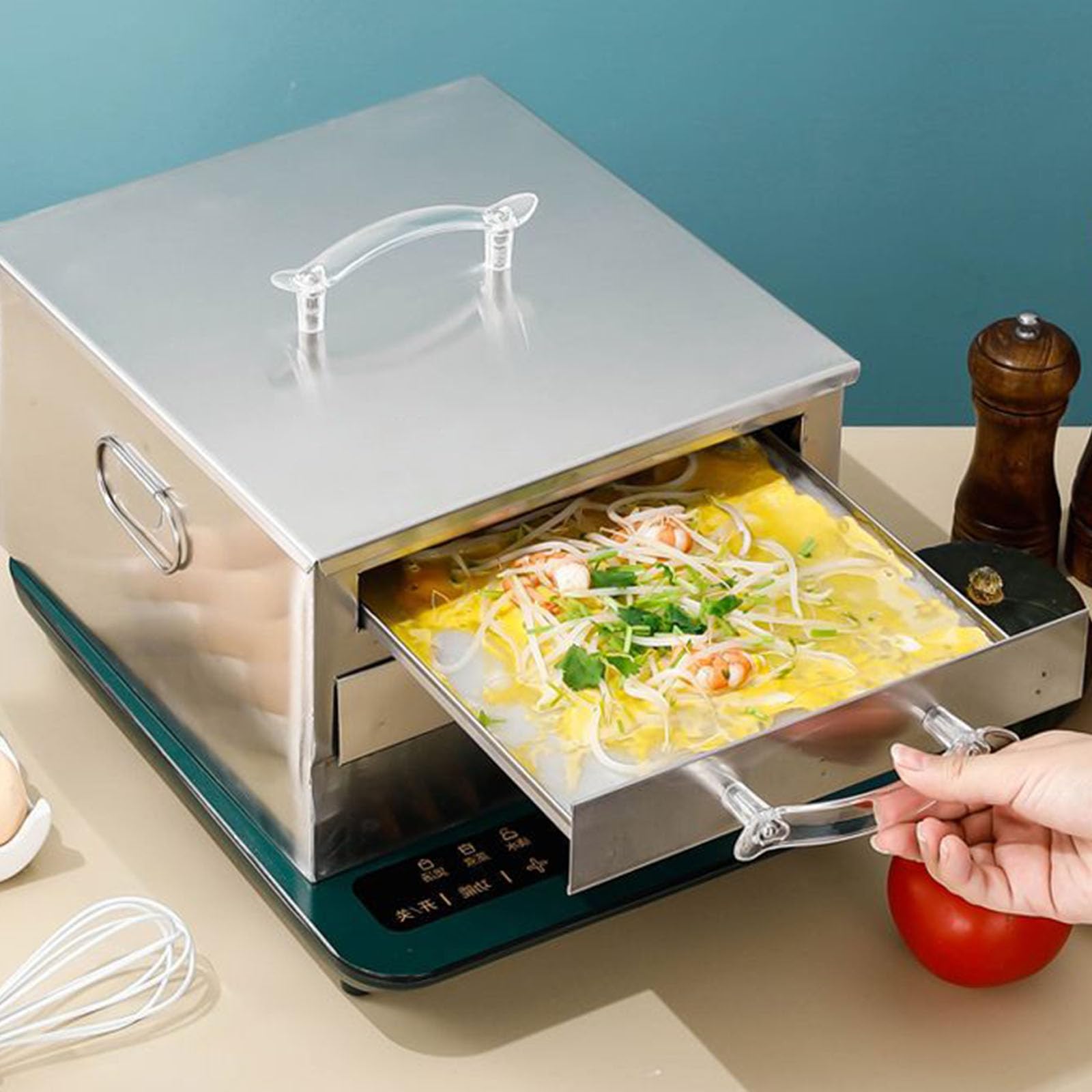 Vaporiera a risparmio energetico per panini di riso con cassetto a più livelli, perfetta per cucine impegnate e preparazione igienica degli alimenti, macchina per pasta di riso a casa