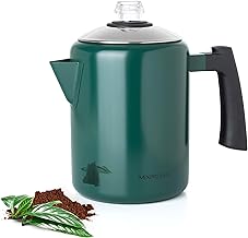Mixpresso Stainless Steel Stovetop Coffee Percolator,Percolator Coffee Pot, Excellent For Camping Coffee Pot, 5-8 Cup (Green)
