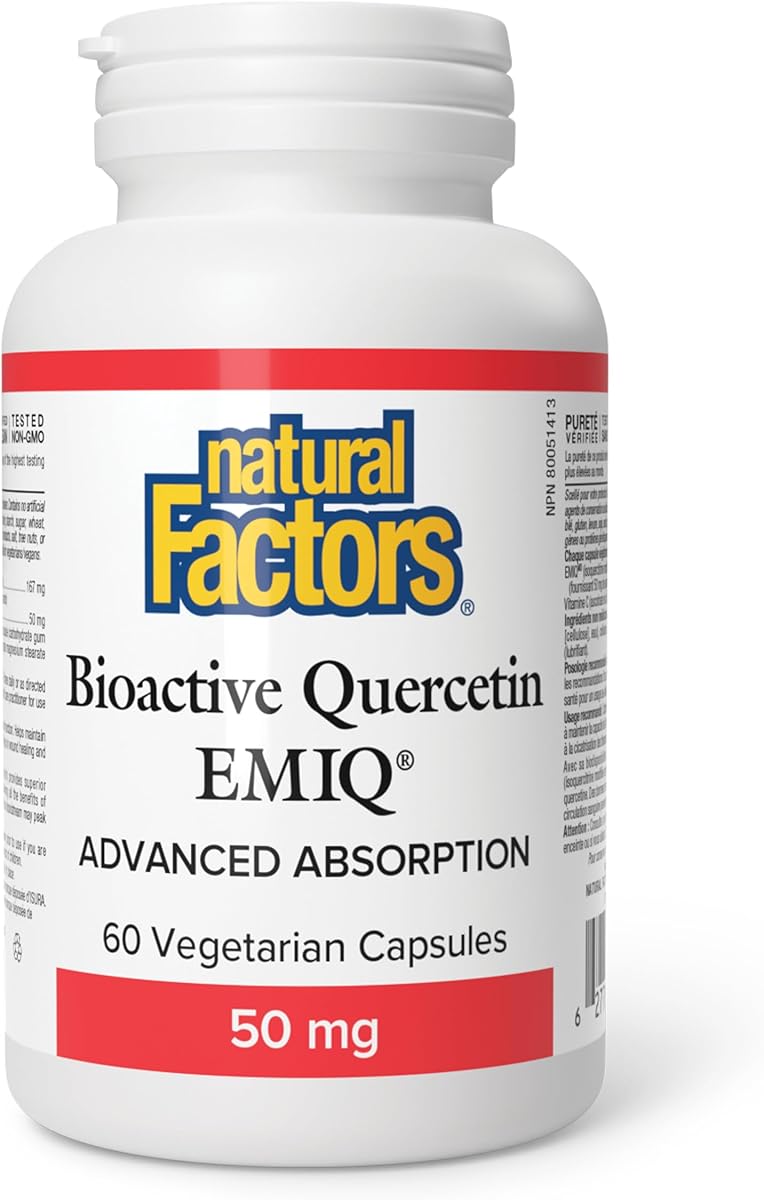 Natural Factors Bioactive Quercetin Supplement EMIQ 50 mg, 60 Veg Cap, Immune Support