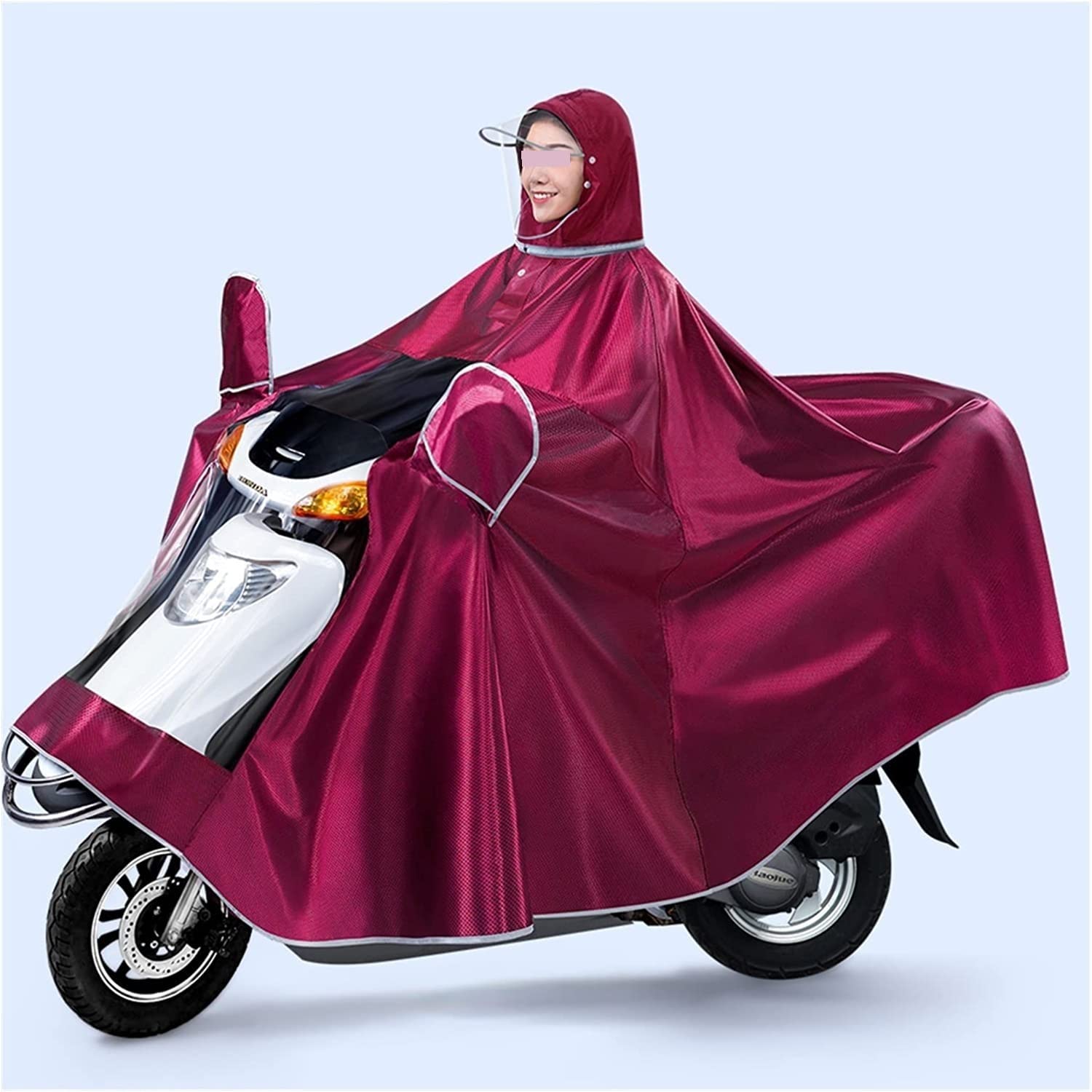 Pojedyncza/podwójna wiatroszczelna peleryna przeciwdeszczowa unisex z łańcuszkiem przesuwnym na szyję, na rower elektryczny motocykl