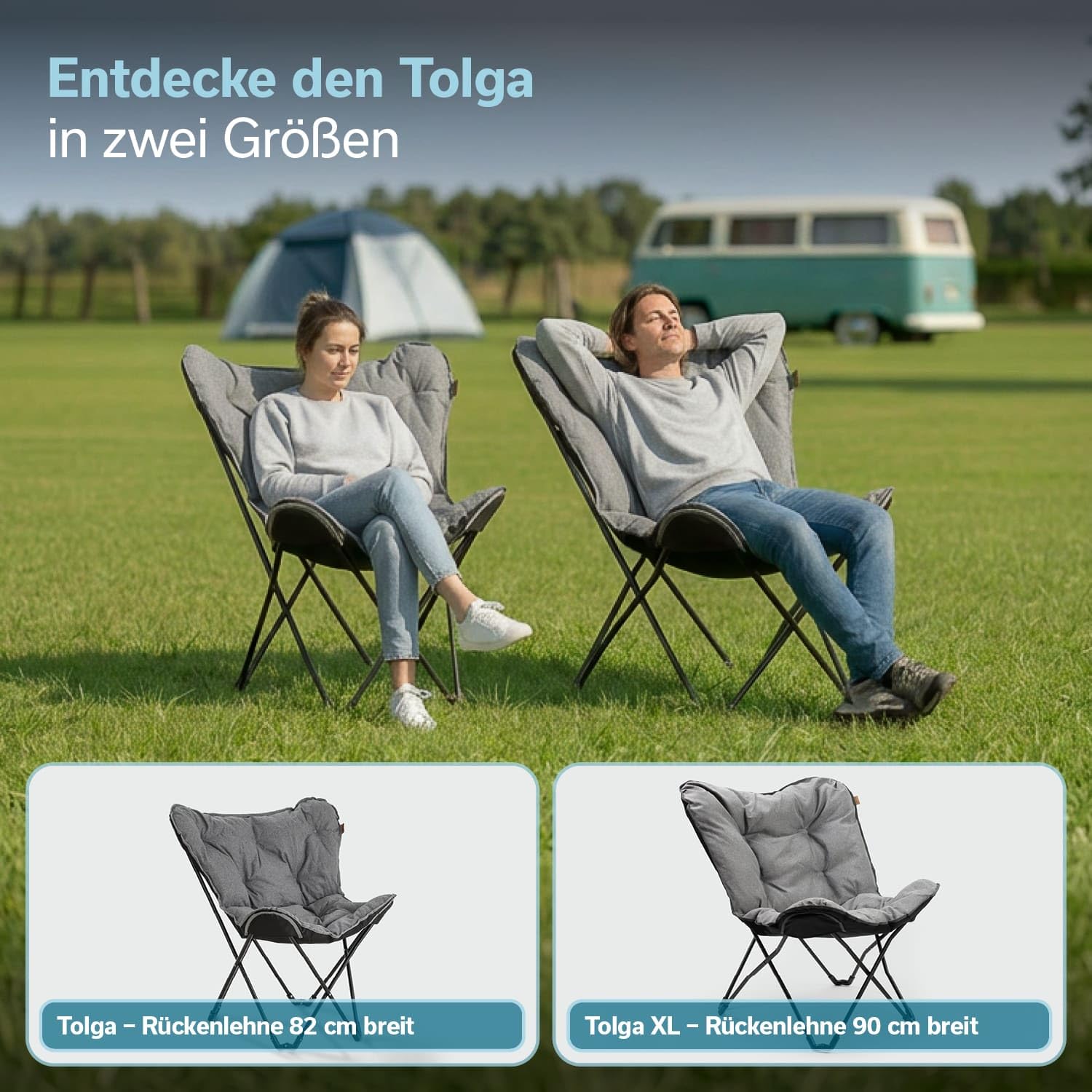 Skandika Krzesło kempingowe Tolga XL, składany fotel z tapicerką, składany, wysokość siedziska 45 cm, obciążenie do 120 kg, lekki 4,7 kg, z torbą do przenoszenia, fotel kempingowy, na festiwal, do