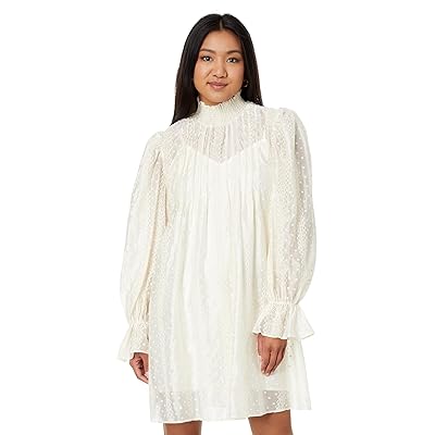 English Factory Embroidered Organza Smock Neck Dress Women