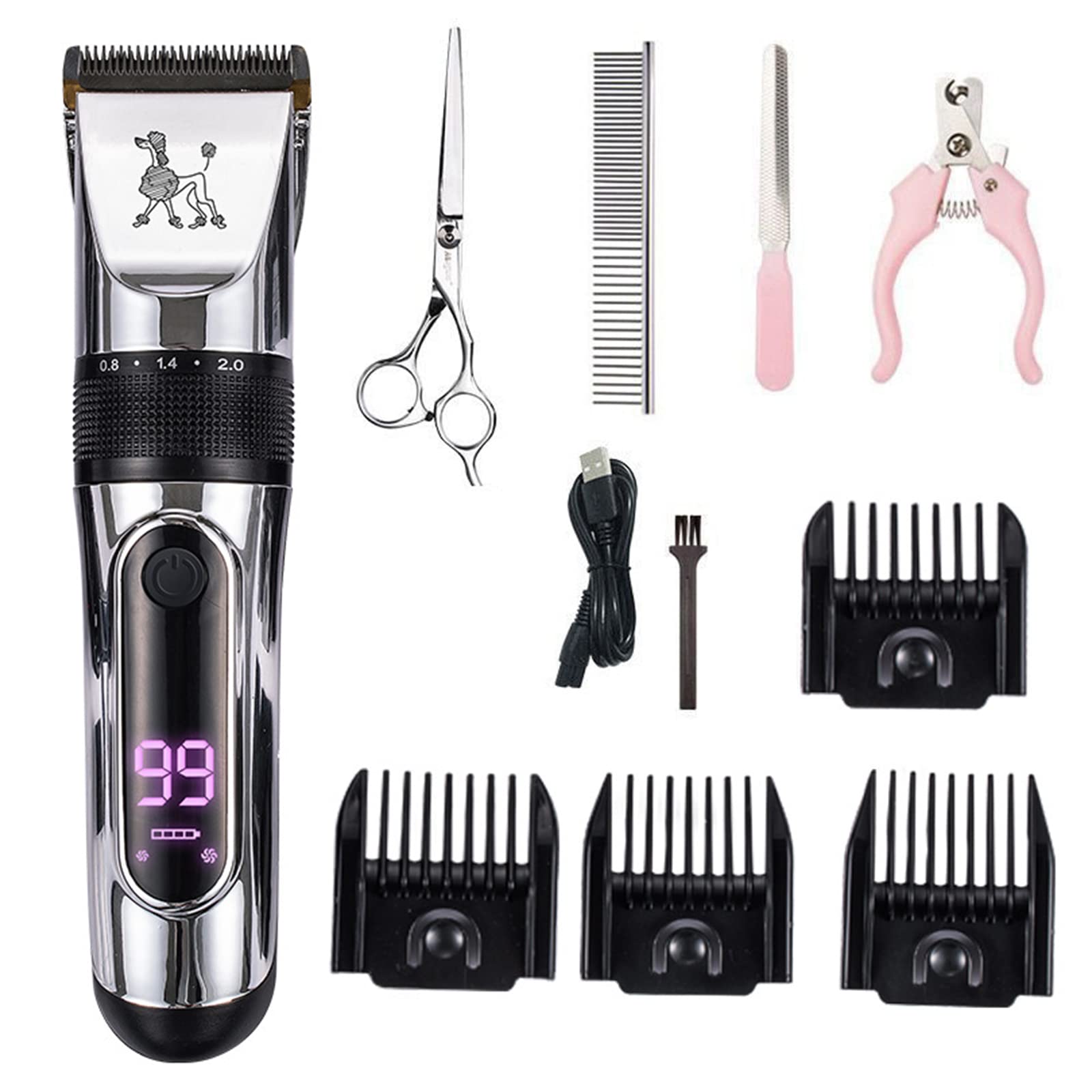 Tosatrice Professionale Cani, Tagliacapelli per Animali Domestici E Gatti, Tosatore per Cani Pelo Lungo Kit Toelettatura Cani, Ricaricabile E Silenzioso, Impermeabile Lavabile