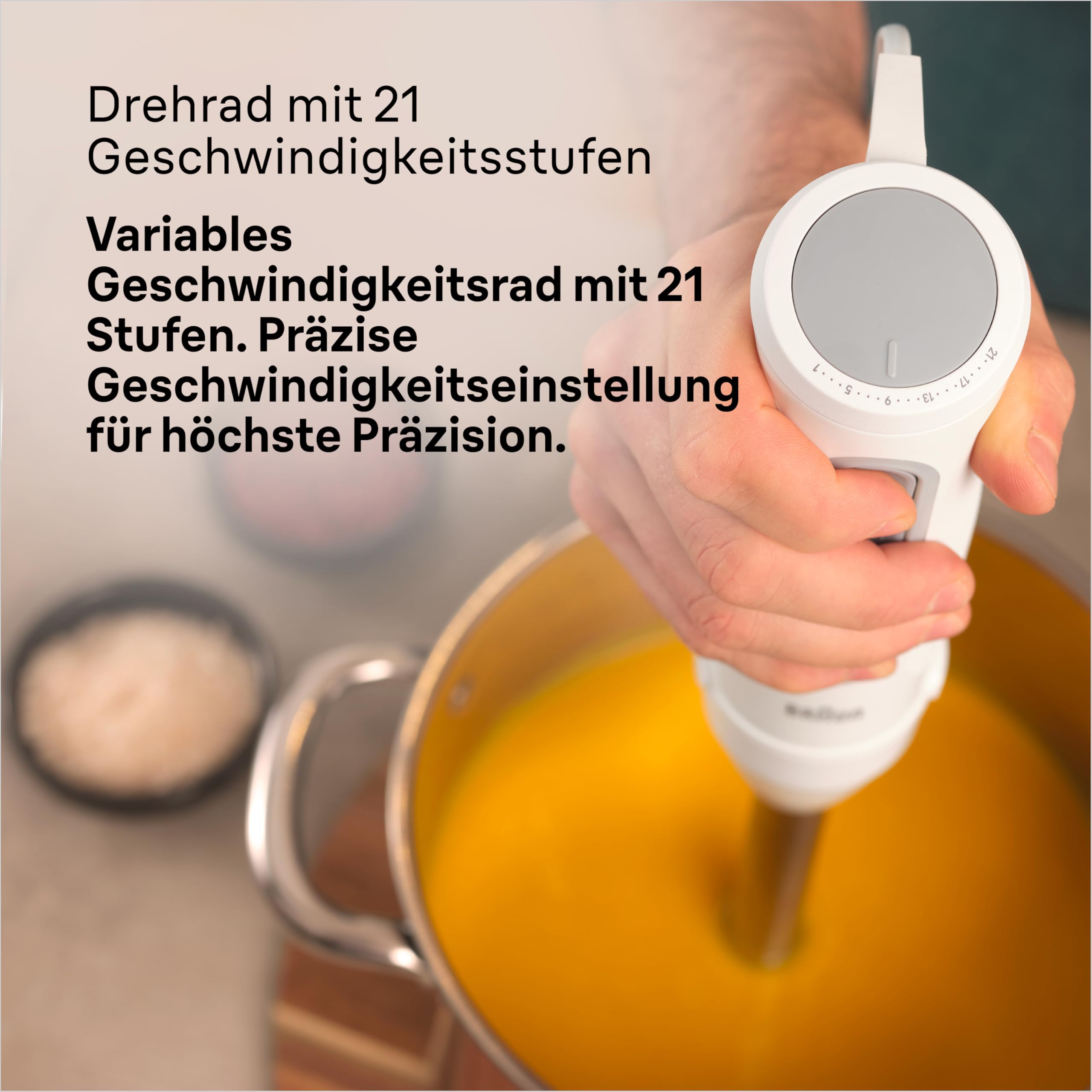 Braun MultiQuick 5 MQ 50236 M Stabmixer, 1000W, 21 Geschwindigkeitsstufen+Turbo, Edelstahl Pürierfuß, Weiß