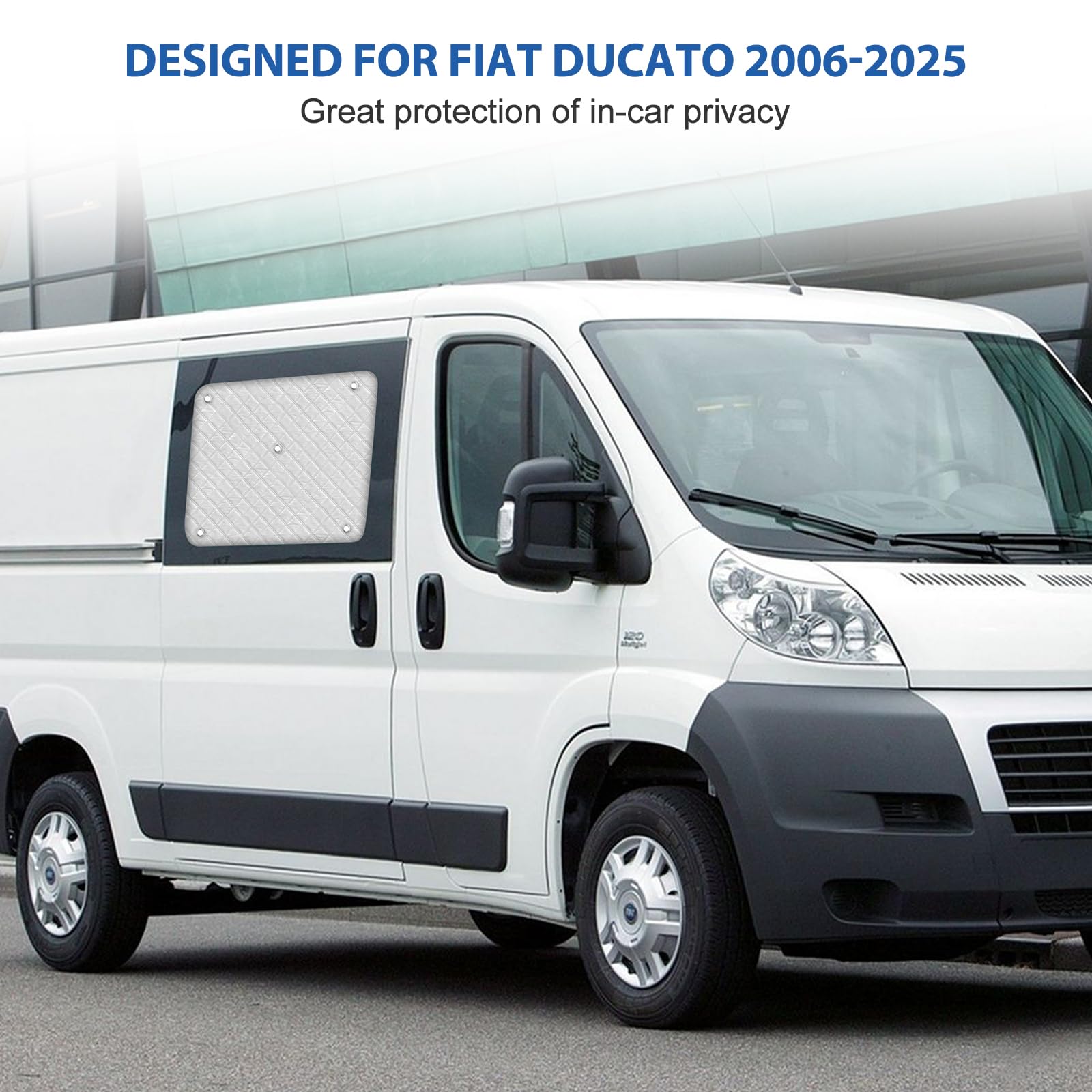 Pare-Soleil pour Pare-Brise Compatible avec Fiat Ducato 2006-2025, Pare-Soleil pour Vitres Latérales de Portes Coulissantes