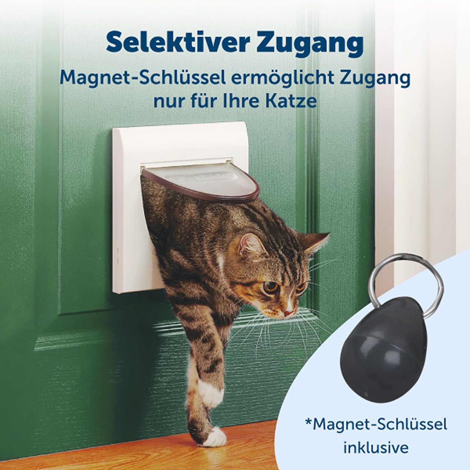 PetSafe Staywell Klassische Magnetische Katzenklappe, Magnet-Schlüssel gibt nur Ihrer Katze Zugang - hält fremde Tiere draußen, mit 4 Verschlussoptionen, für Katzen bis zu 7 kg, Weiß