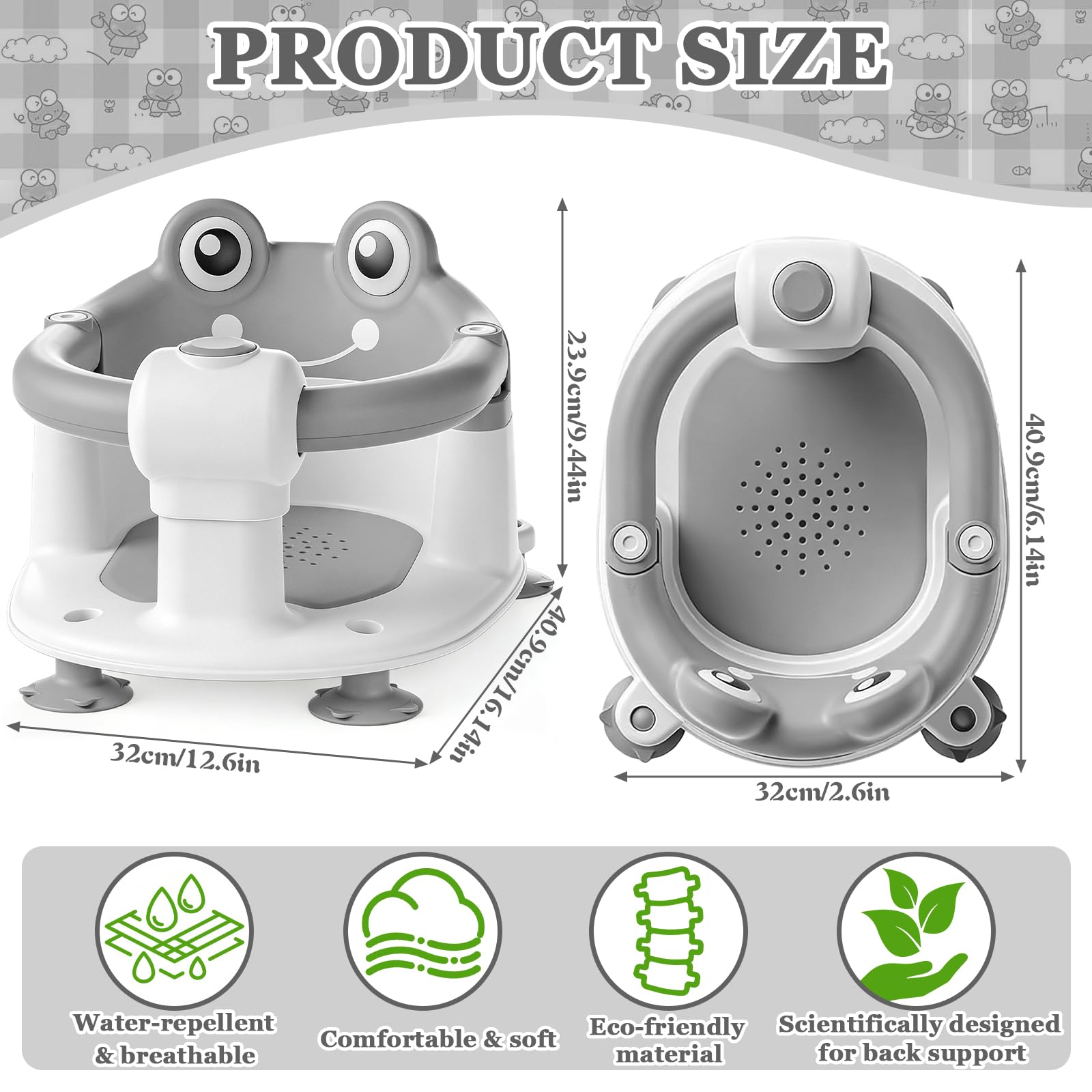 Badewannensitz Baby ab 6 Monate,Baby Badewannensitz,Badesitz Baby mit 4 Saugnäpfen und Kissen,Baby Bath Seat für Kleinkinder und Neugeborene,Baby Sitz Badewanne für Dusche oder Badewanne