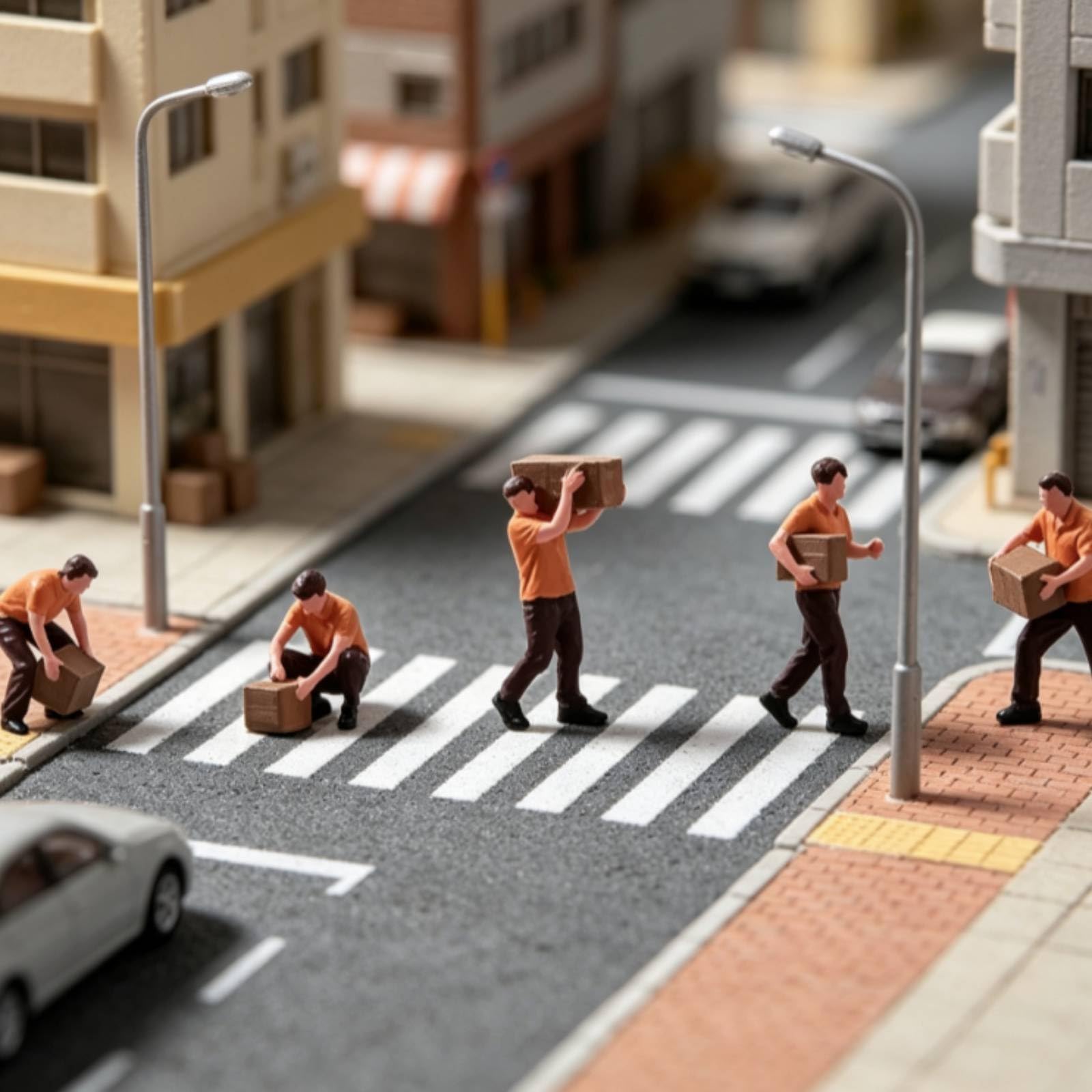 5 Stück kurier-Figuren im maßstab 1:64 handbemalt paketzusteller-Figuren aus kunstharz realistisch modellfiguren für Modellbau-Layout