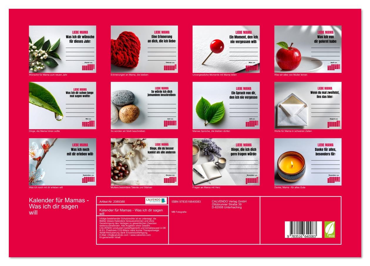 Kalender für Mamas - Was ich dir sagen will (hochwertiger Premium Wandkalender 2026 DIN A2 quer), Kunstdruck in Hochglanz: Kalender für Mamas zum ... Kalender für Mütter. (CALVENDO Menschen)