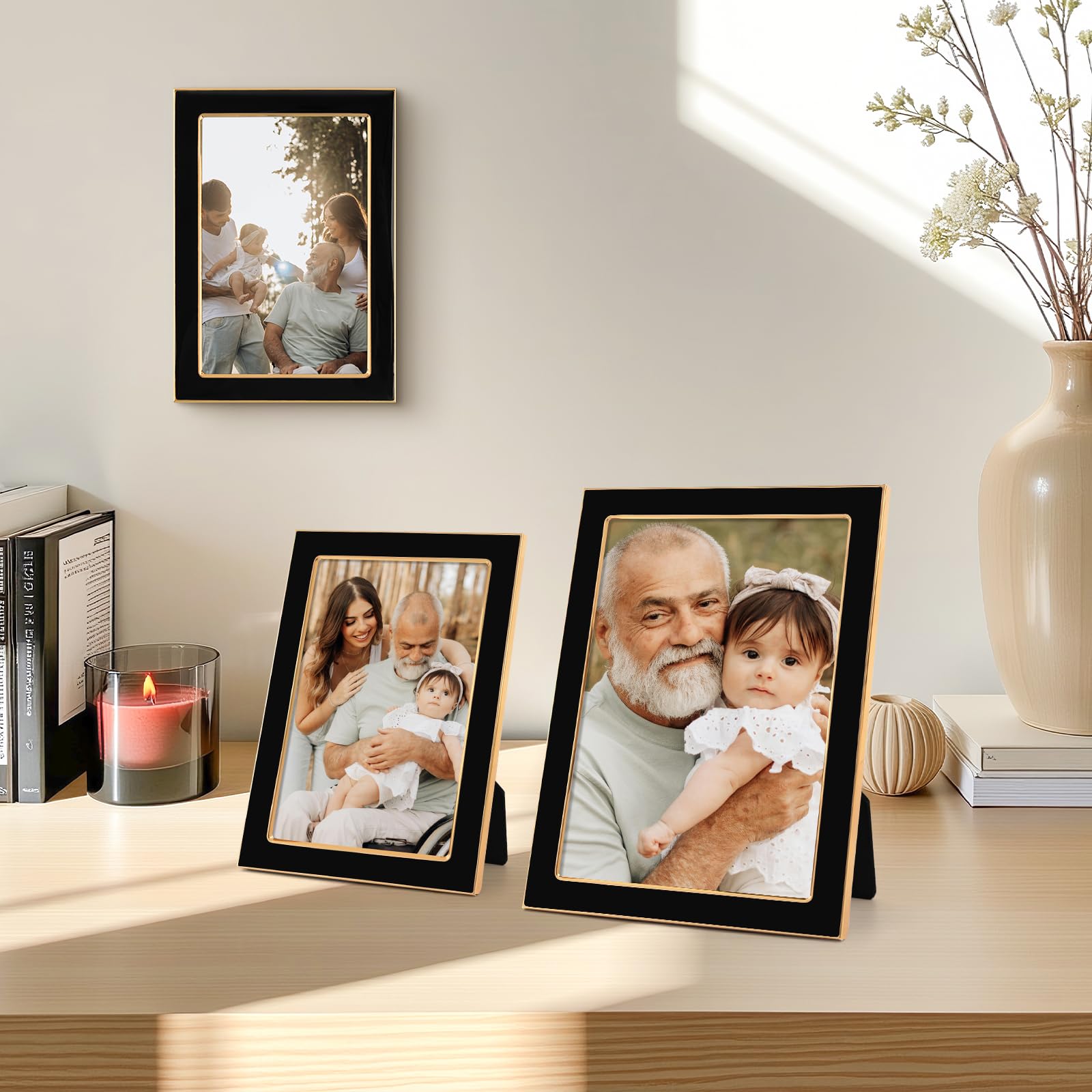 Amazon.com - 5x7 Black Enamel Picture Frames - Metal Gold Edge