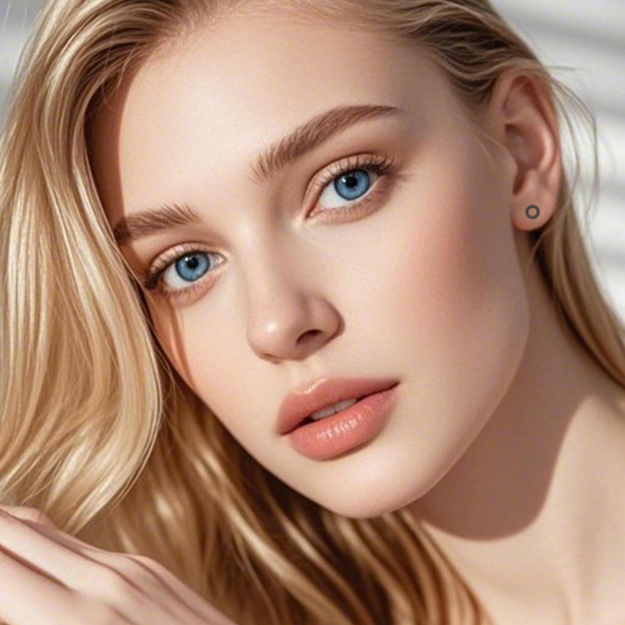 FACOKO Orecchini a lobo da donna in titanio con fondo piatto ipoallergenici, adatti a uomo e donna 5 mm rotondi cavi/croce/fulmine