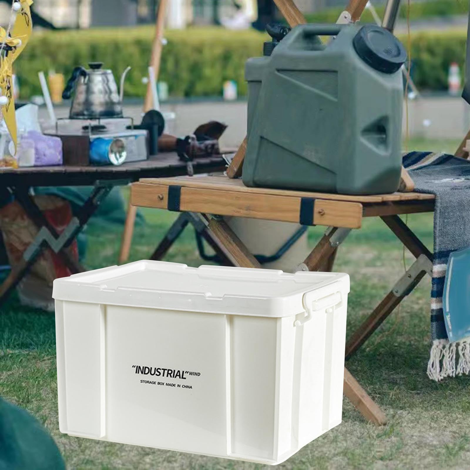 Aufbewahrungsbox Vielseitiger Stapelbarer Lagerbehälter Robuste Kiste mit Deckel PP für Werkstattbedarf Heimlagerung Büroorganisation Auto, Weiß