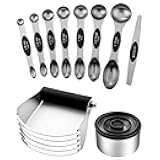 Spring Chef Stainless Steel Magnetic Measuring Spoons, Set of 8 with Leveler & Large Dough Blender & Biscuit Cutter Set - 2 Product Bundle - Black