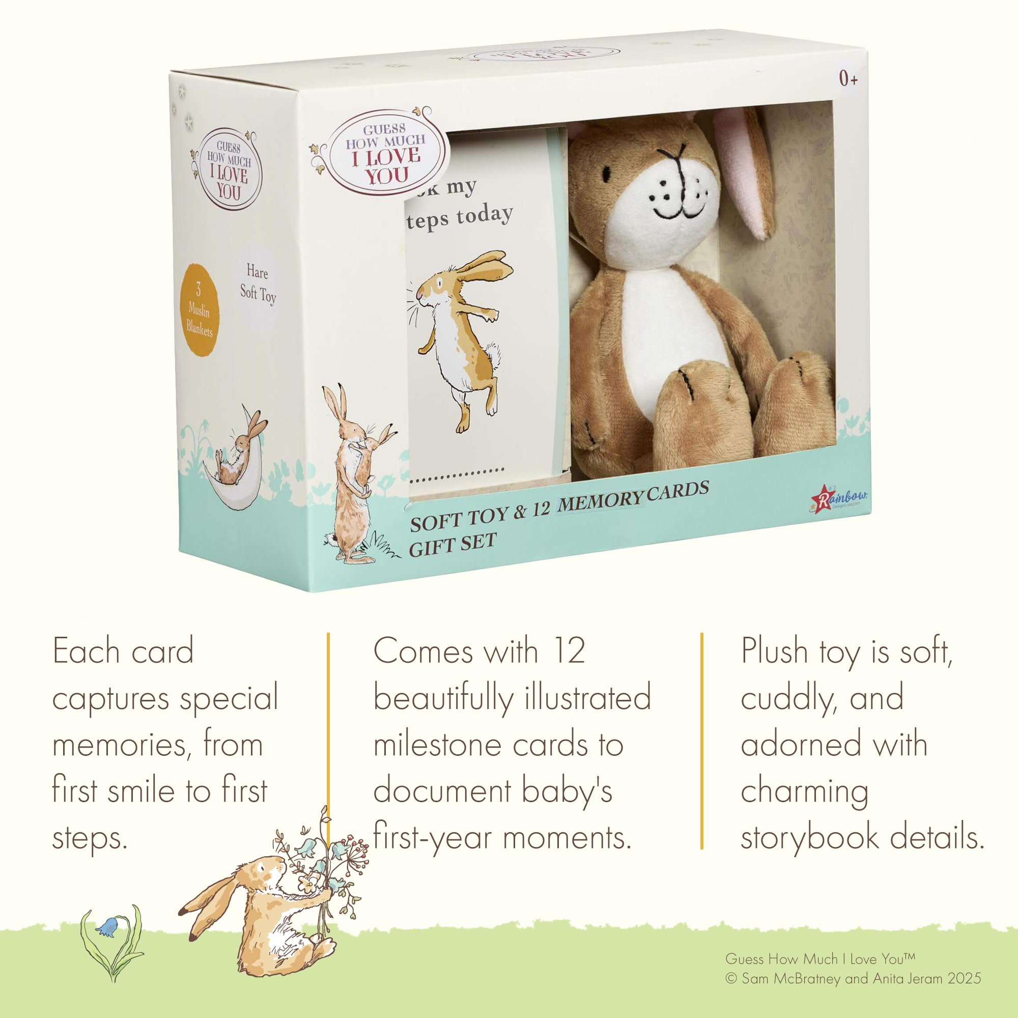 Rainbow Designs Guess How Much I Love You Little Nutbrown Hare Soft Toy & 12 Milestone Cards - Image 2