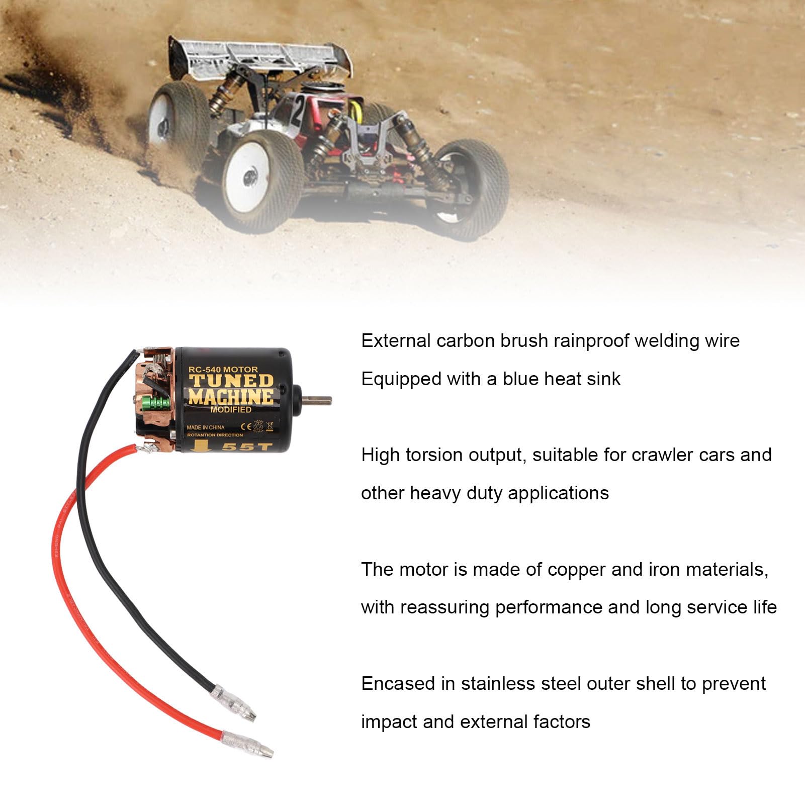 Auto RC 540 Motore Spazzolato, Motore Spazzolato per Auto Crawler 1/10 RC con Dissipatore di Calore Blu, per Redcate, per SCX10 Assiale, per D90, per HPI (55T)
