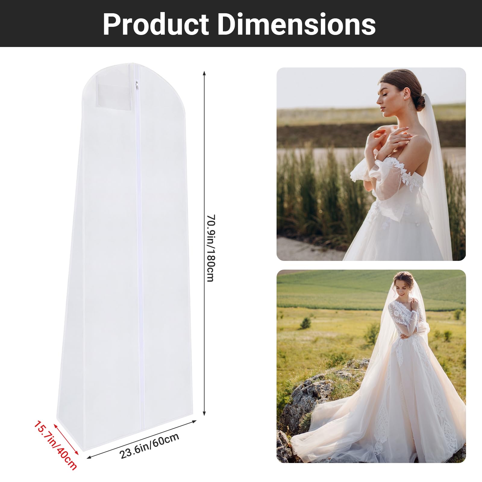 Buste Per Vestiti Custodie Porta Abiti YSWOVUO - 2 Pezzi, 180x60 Cm, Materiale PEVA, Con Finestra Trasparente, Per Viaggi Custodie Antipolvere 180cm - 7