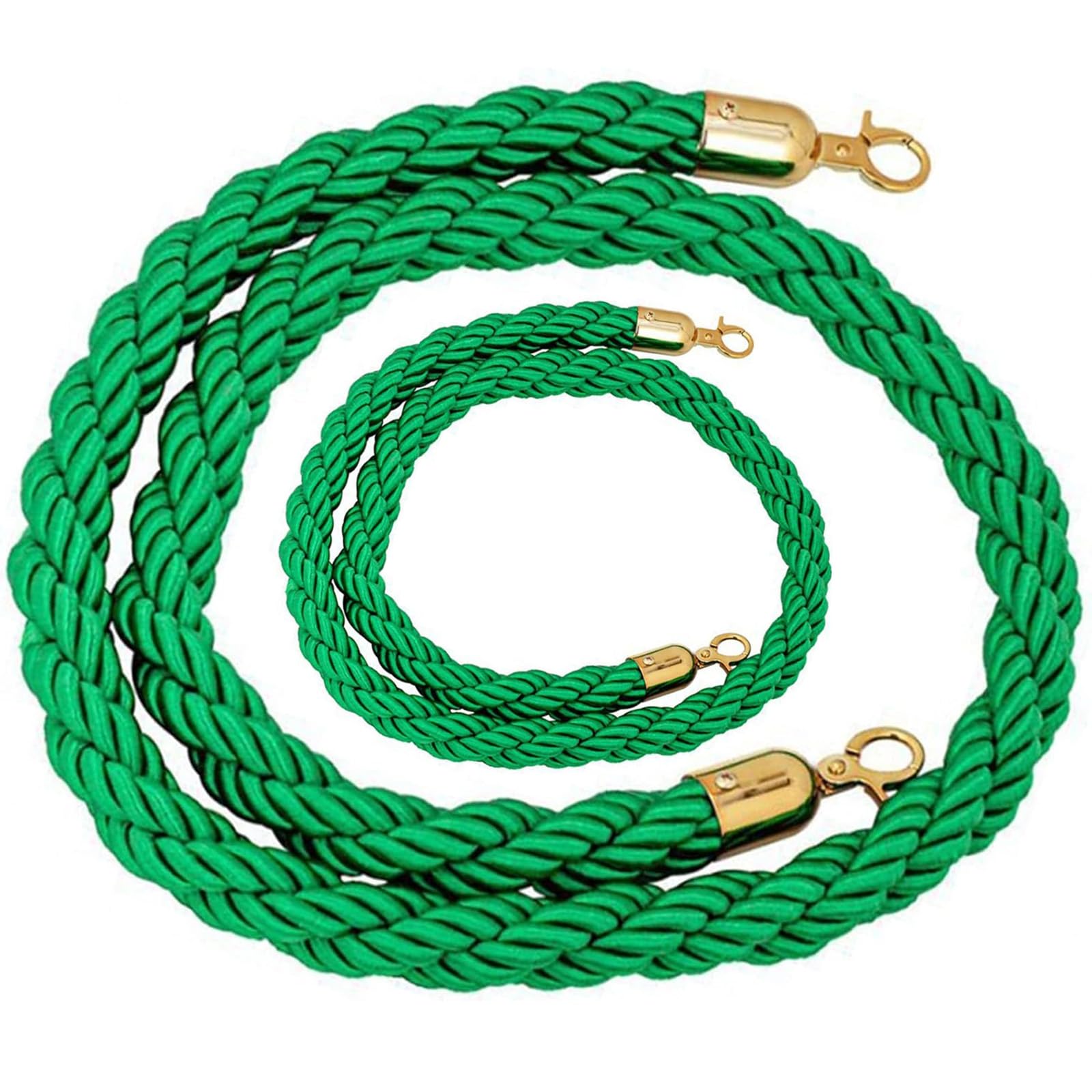CAIFEXUE Crowd Control Rope,1/1.5/2/2.5/3.0M External Internal Stanchion Ropes Flexible Post Hemp Twisted Cords,Queue Line Divider Fence for Carpet Party/Green/1M