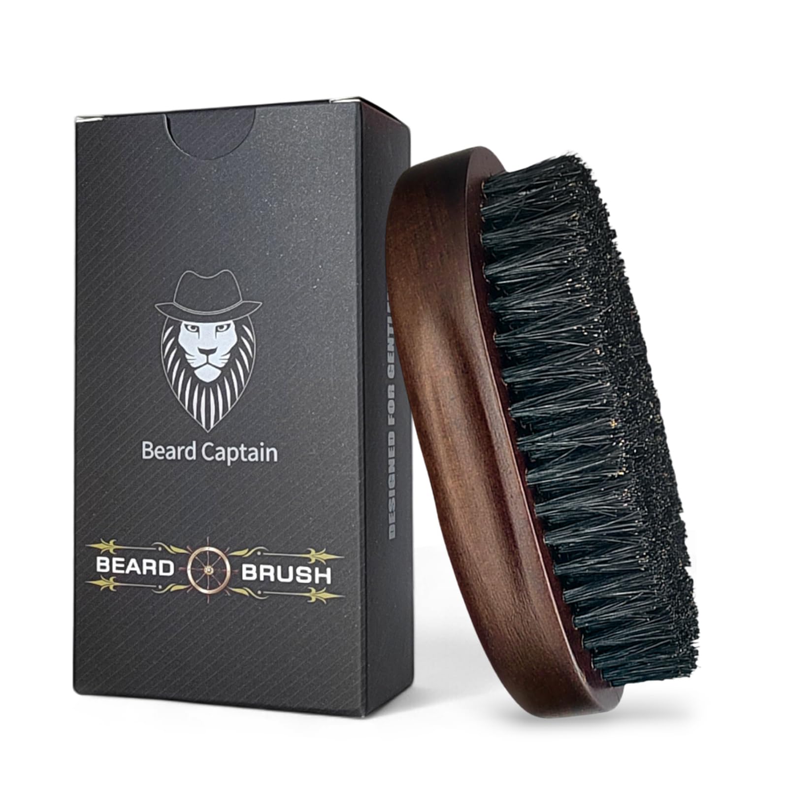 100% Boar Bristle Beard Brush for Man – Retro Wooden Handle, Promotes Beards Growth & Softens, Travel Size
