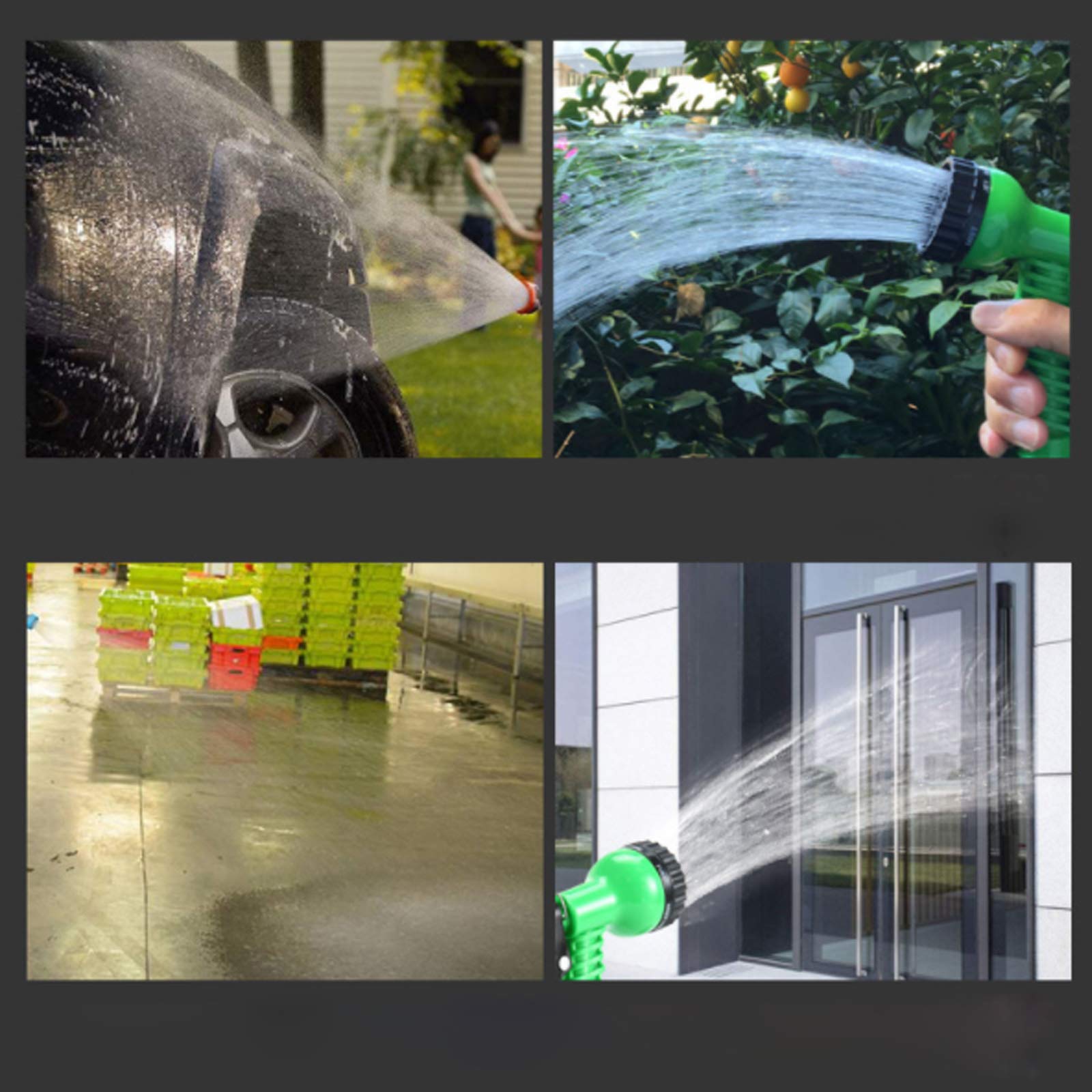 Dehnbarer Wasserschlauch, Flexibler Gartenschlauch, Auslaufsicherer Erweiterbarer Wasserschlauch, Knickfreier Flexibler Schlauch, 8 Funktionen Gartenhanddusche,50FT 15m