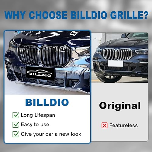 Miniatura 47 de Parrilla de riñón para parachoques delantero, color negro brillante, compatible con BMW X5 E70 X6 E71 2007-2014 doble listón doble línea Láminas