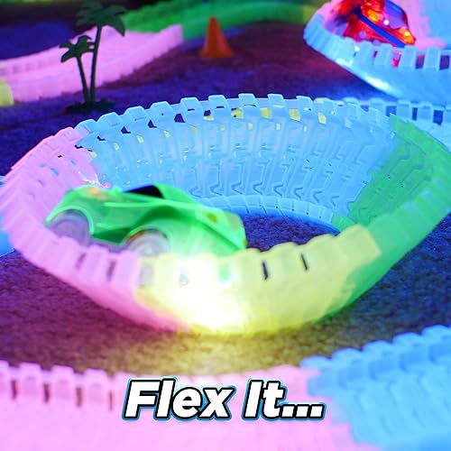 Miniatura 5 de Ontel Pista de Carreras Mágica de 10 Pies que Brilla en la Oscuridad, Flexible y Doblegable con Coche de Carrera LED, Juego Educativo de Regalo de