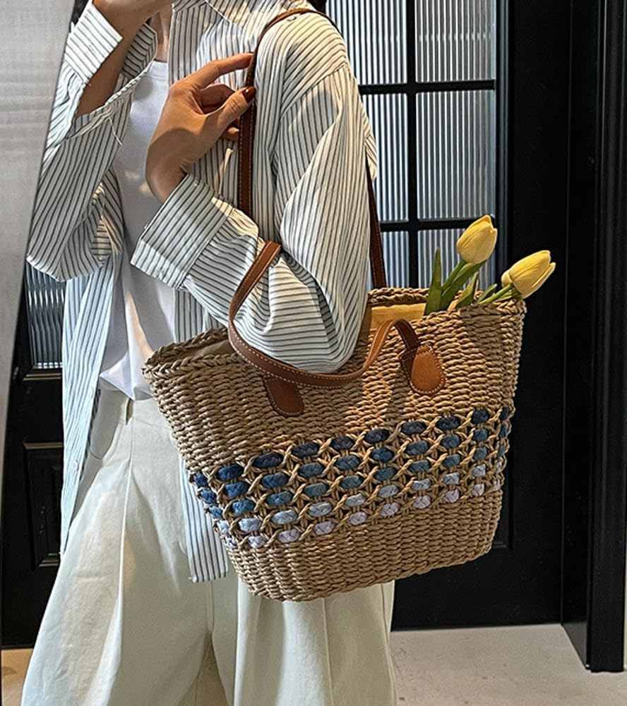 Women’s Tote Bag Straw Beach Shoulder Handbag Fashion Purse 2026 Summer Vacation Travel Woven Top Handle Bag - Image 8