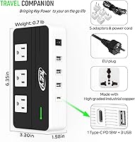 Vista 7 de Key Power Convertidor de voltaje reductor de 220 V a 110 V de 230 vatios y adaptador de viaje internacional/convertidor de corriente con puerto