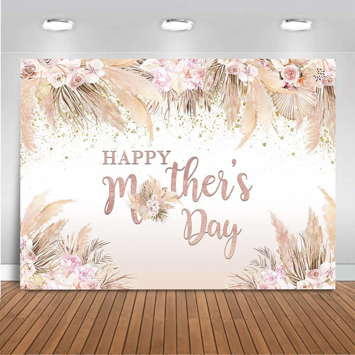 Amazon.com : Mocsicka Happy Mother's Day Backdrop Blush Pink Floral ...