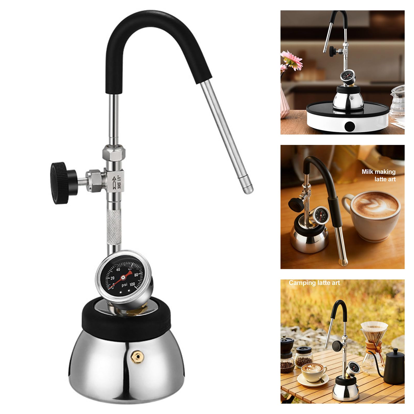 Espumador de leche de acero inoxidable de 300ML con ergonómico para uso doméstico jarra de café de calidad comercial