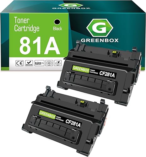 GREENBOX Cartucho de tóner 81A 2 unidades compatibles con HP 81A CF281A 10,500 páginas de alto rendimiento, para HP Enterprise MFP M605 M604 M604N