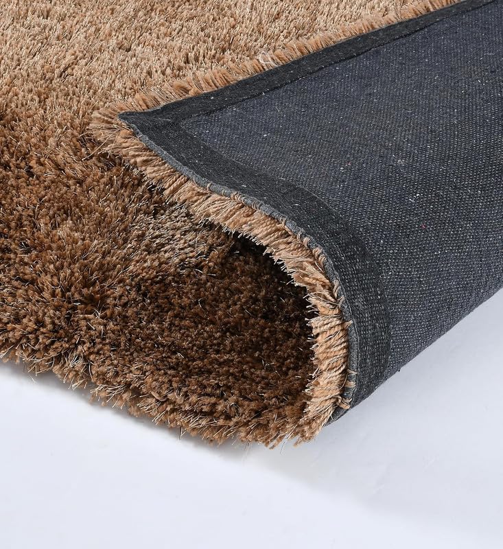 Image of FIASCO Shaggy Carpet Bedside Runner | 2 Inch Pile Height Back in Canvas for Bedroom, Kids Room, Guest Room | Area Rug Microfiber Soft Plush Fluffy Shaggy Carpet | 1.5x4 Feet Beige