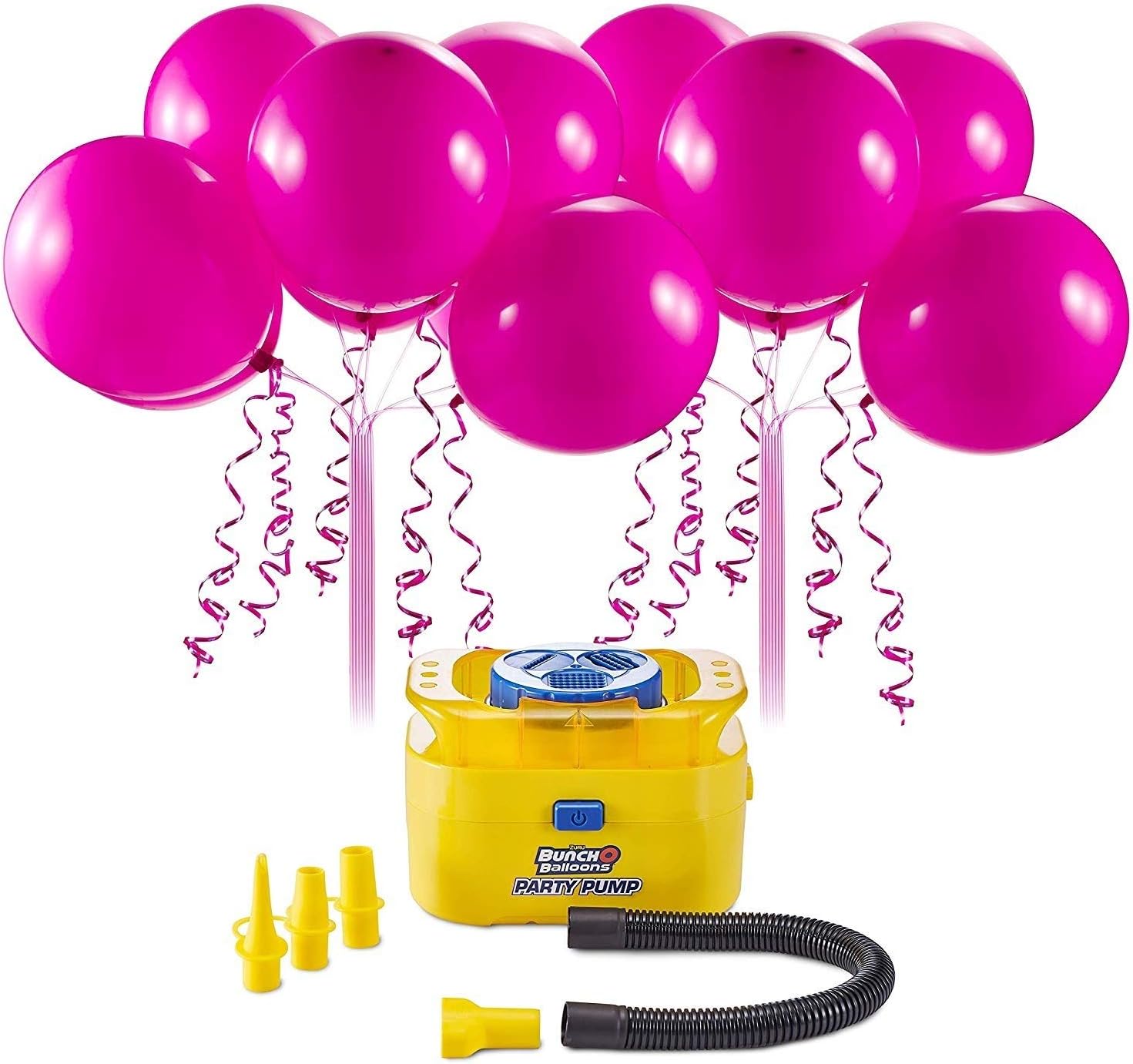 Bunch O Balloons Portable Party Balloon Electric Air Pump Starter Pack (Includes 16x 11 Inch Self-Sealing Pink Latex Balloons)