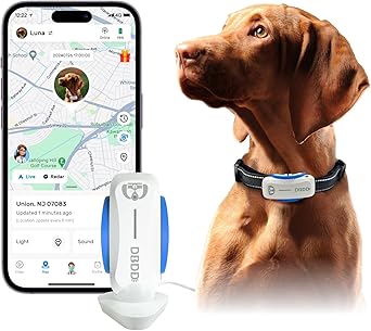 AI GPS Tracker for Dogs (30lbs+), Real Time Location and AI Health Assistant, Electronic Fence, Waterproof, iOS and Android Universal (D5-White)