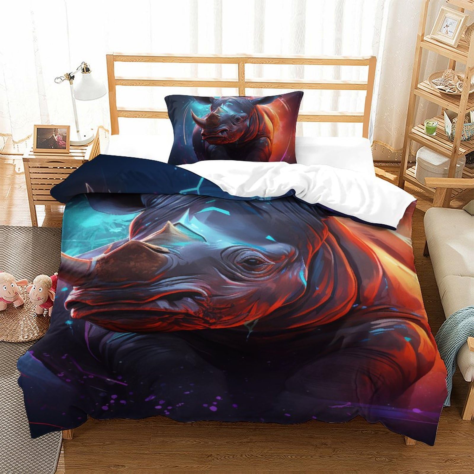 Parure de lit rhinocéros en microfibre premium de qualité supérieure pour lit simple