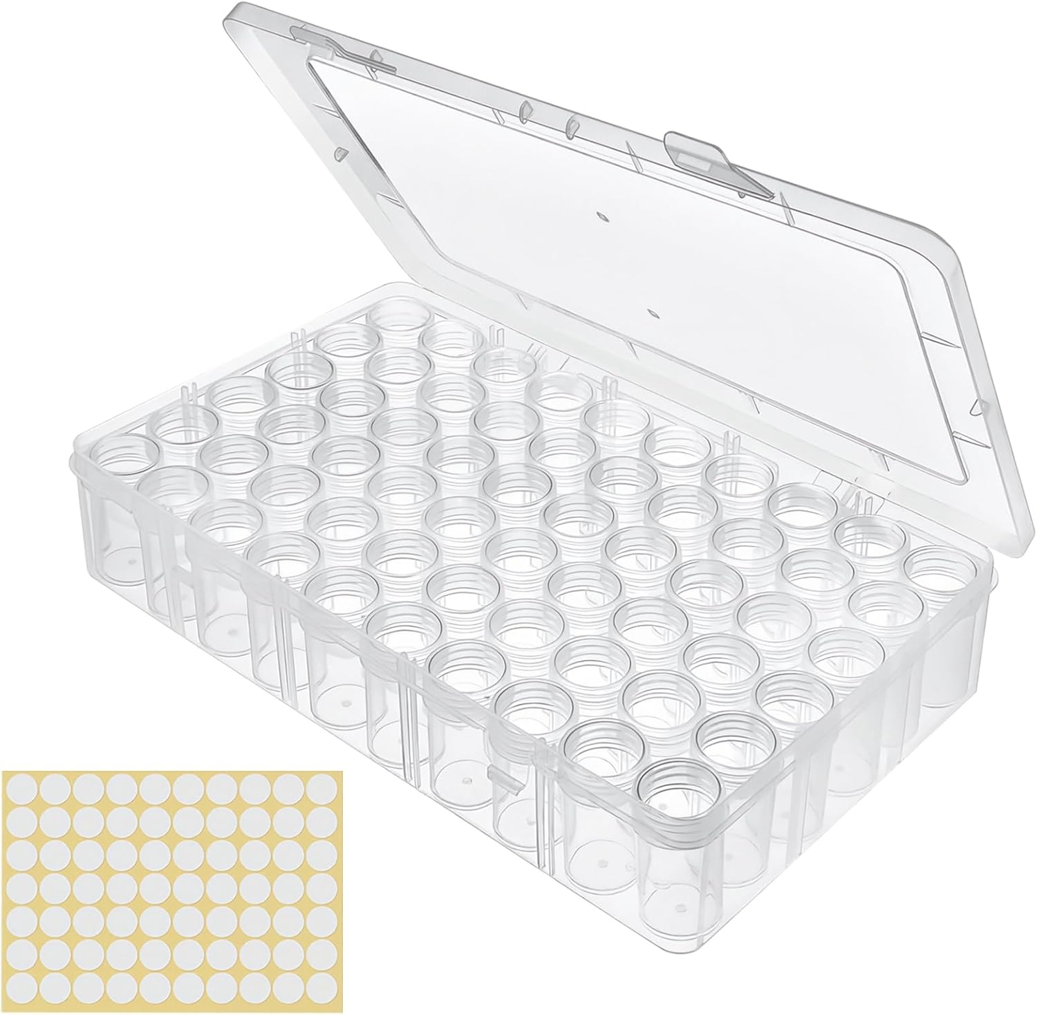 Bottles Bead Storage Container Organizer Box Pcs 60, with Labels Scale Markings, Case Plastic for Art Beads, 0.5 Oz / 15 Ml Screw Cap Jars and Jewelry