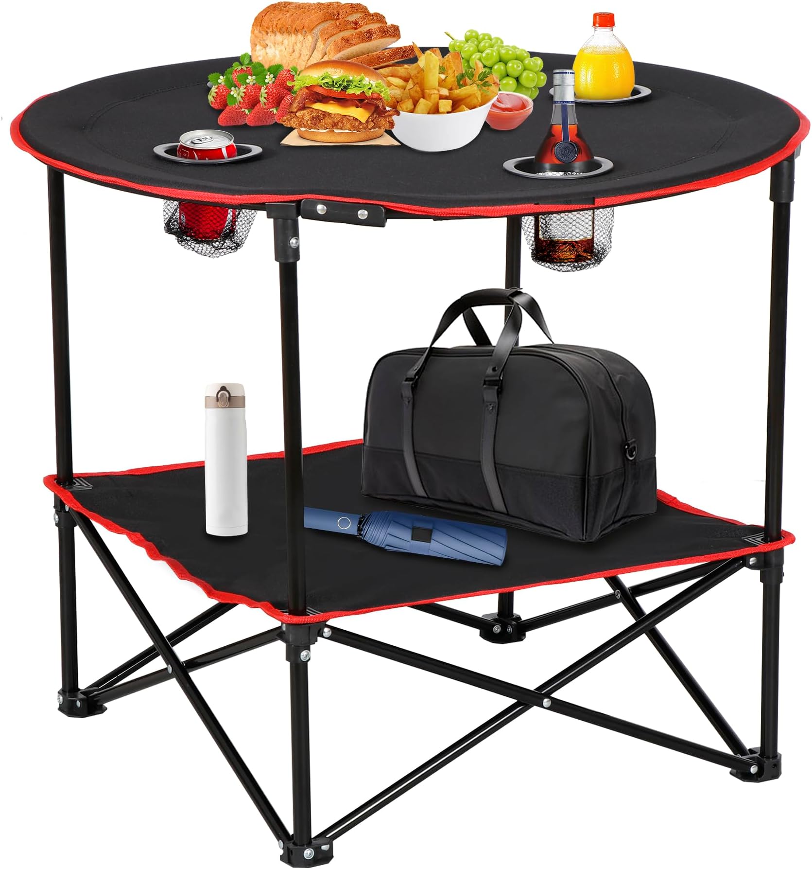 Portable Folding Picnic Table with Bench Storage for