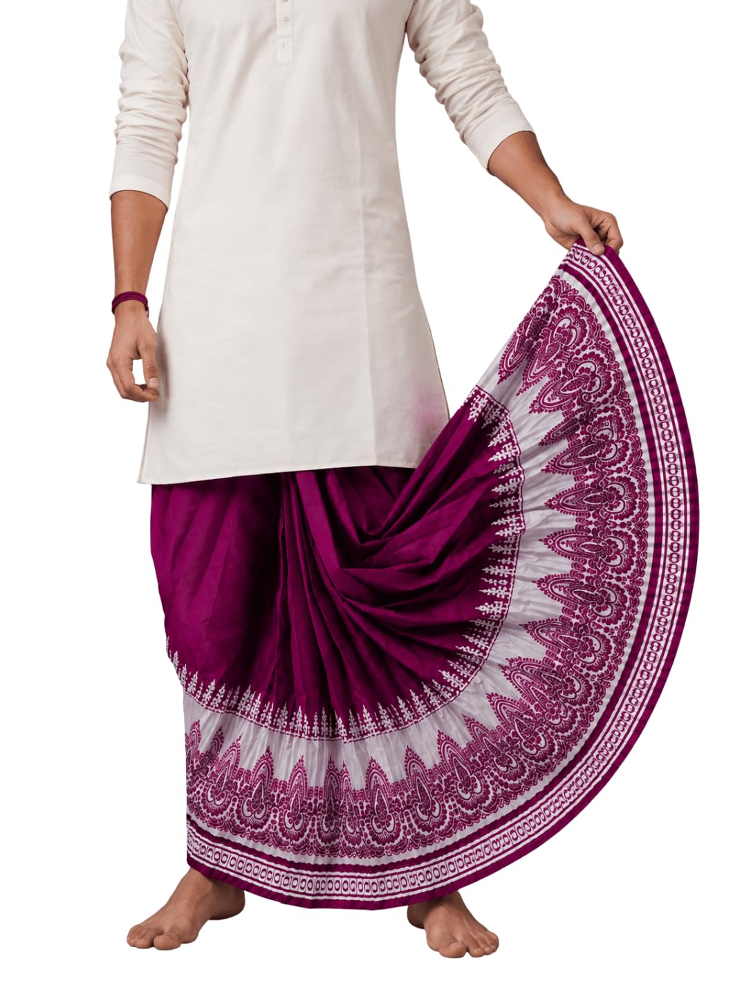 Men's Ready to Wear Pant System Printed MAYUR PUCHHA Dhoti for Marriage, Pooja, Festival etc.(GC010)-image-38
