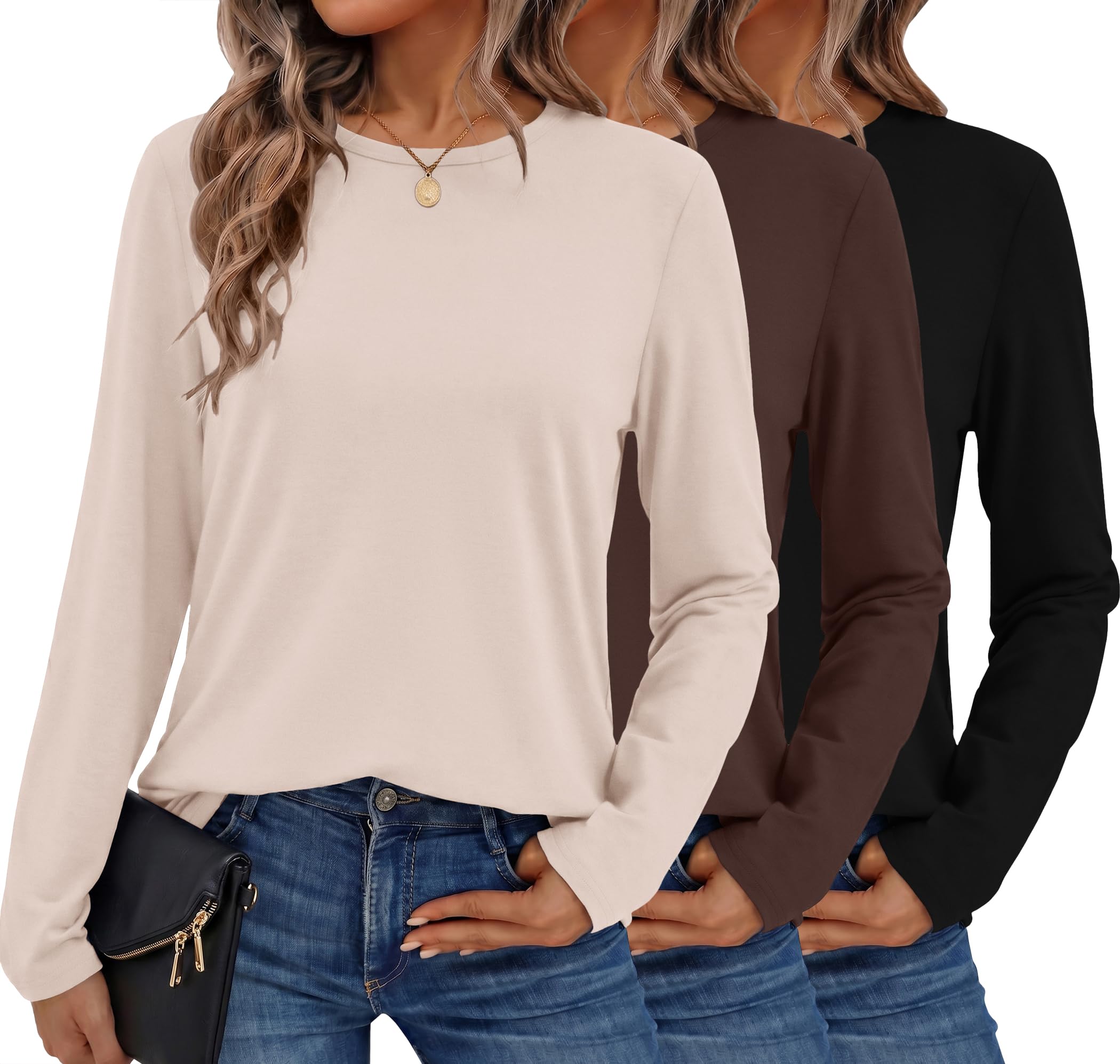 Ekouaer Womens Long Sleeve 3-Pack