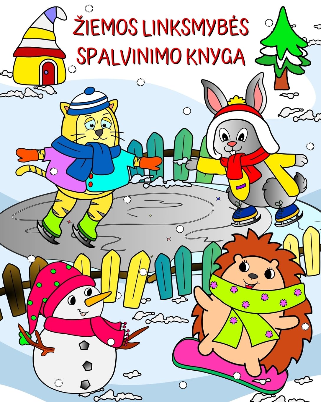 Ziemos Linksmybes Spalvinimo Knyga: Mieli gyvūnai, pasiruosę linksmybems nuostabiame z
